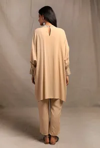 Ecru Hand Block Printed Tunic with Embellishments image 3