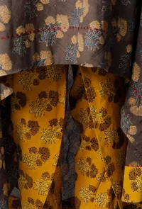 Brown Ajrakh Printed Kurta with Red Yoke image 6