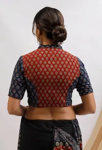 Blue and Red Ajrak Cotton Blouse image 6