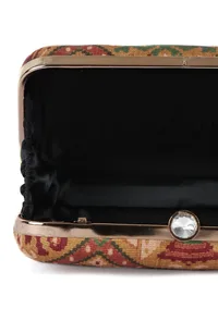 Azalea Golden & Multi Patola Print Rectangular Box Clutch image 6