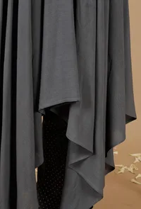 Grey Rayon Sleeveless Asymmetrical Gathered Kurta image 6