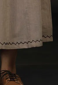 Cream Flared Embroidered Pallazo image 3