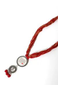 Red Thread Goddess Kali Double Brass Pendant Necklace image 2