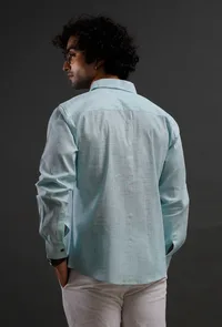 Blue Cotton Slim Fit Shirt image 2