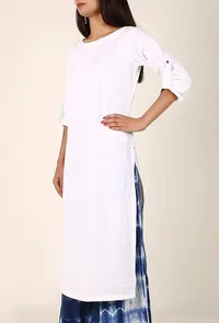 Ivory White Cotton Flex Kurta image 2