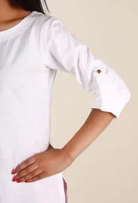 Ivory White Cotton Flex Kurta image 4