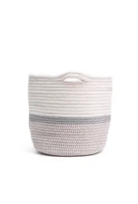 Fluff White Cotton Jute Basket image 2