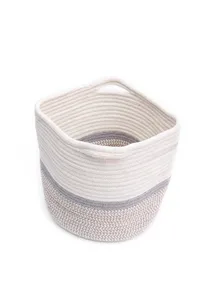 Fluff White Cotton Jute Basket image 3