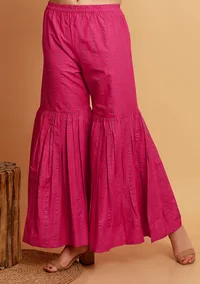 Pink Checks Sharara Woven Pants image 2
