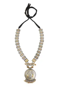 Maharani Mayur Oxidised Statement Necklace & Earrings Set image 2