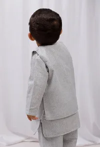 Black Striped Nehru Jacket image 2