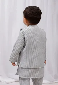 Black Striped Nehru Jacket image 3