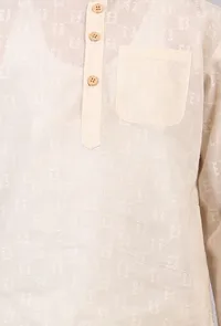 Set Of 2: White Cotton Kurta Pyjama Set image 5