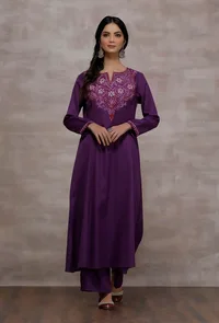 Mastani Purple Straight Woollen Kurta image 1