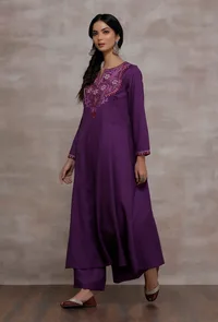 Mastani Purple Straight Woollen Kurta image 2