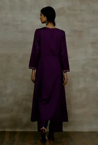 Mastani Purple Straight Woollen Kurta image 4