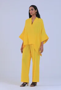 Yellow Color Vneck Co-ord Set image 2