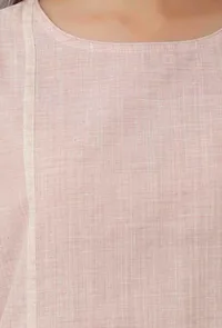 Rose Pink Cotton Khadi Kurta With Round Neck image 6