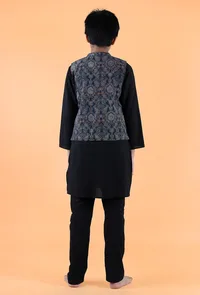Leif Indigo Ajrakh Print Cotton Nehru Jacket image 4