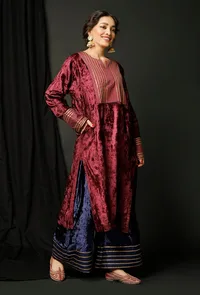 Set of 2 : Wine Velvet Phiran and Blue Velvet Pallazo image 2