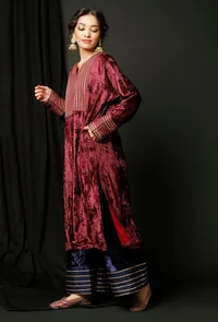 Set of 2 : Wine Velvet Phiran and Blue Velvet Pallazo image 3