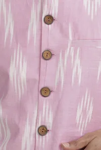 Pastel Pink Ikat Nehru Jacket image 5