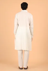 White Cotton Mulmul Kurta & Pant image 3