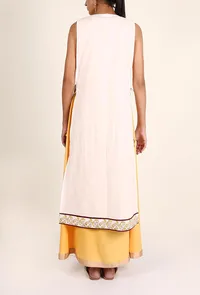 White Cotton Pocket Tie Up Overlay With Block Printed Pocket Set image 3