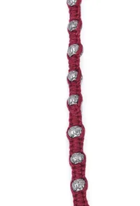 Set Of 2: Ipsha Maroon Thread & Antique Plated Brass Beaded Anklets image 4