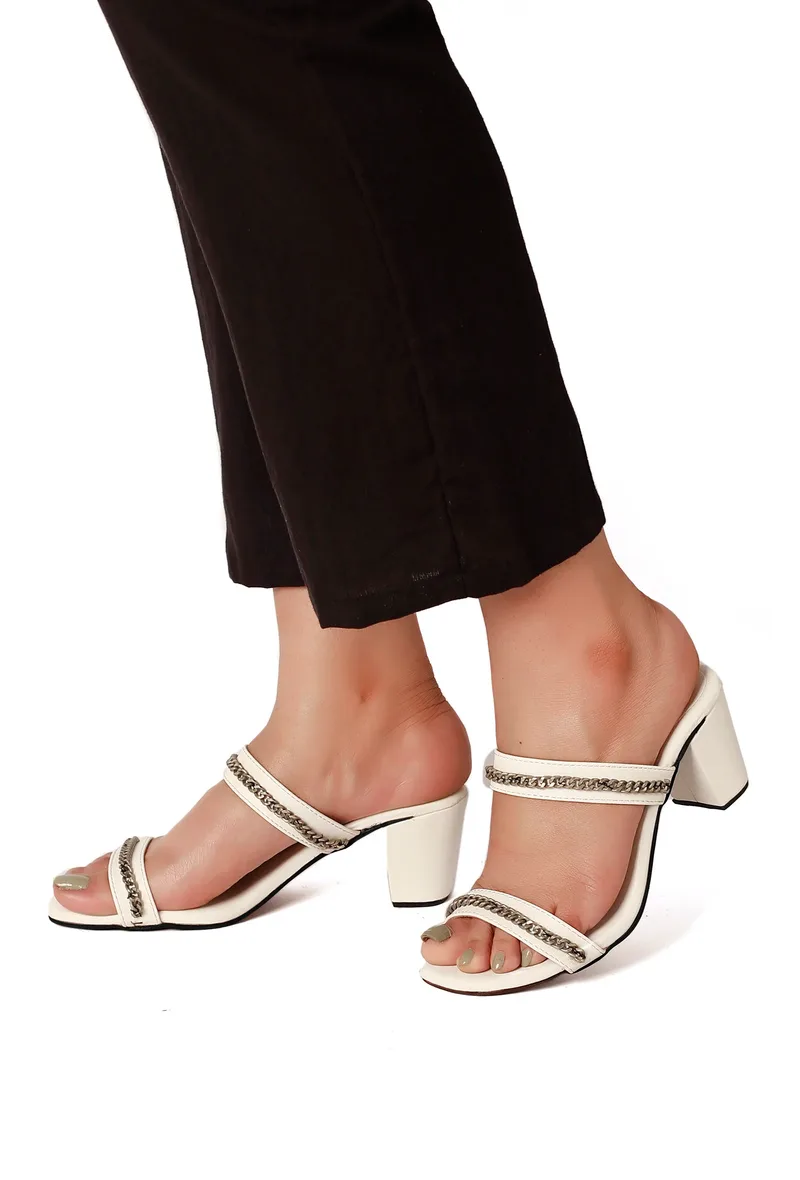 Snow White Chain Cruelty-Free Leather Heels
