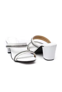 Snow White Chain Cruelty-Free Leather Heels image 3