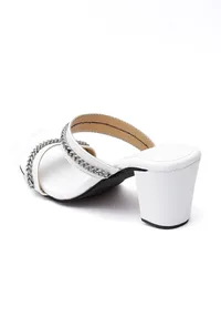Snow White Chain Cruelty-Free Leather Heels image 6