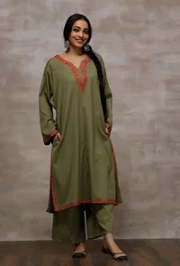 Sage Green Pure Woollen Phiran image 2