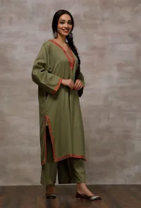 Sage Green Pure Woollen Phiran image 3