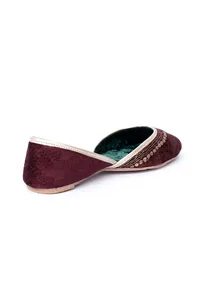 Maroon Contrast Velvet Jutti image 6