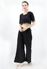 Black Pure Cotton Kalamkari Blouse image 1