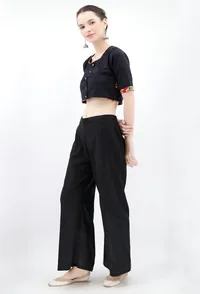 Black Pure Cotton Kalamkari Blouse image 2