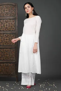 Side Dori White Soya Cotton Kurta image 1