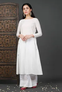 Side Dori White Soya Cotton Kurta image 2