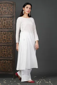 Side Dori White Soya Cotton Kurta image 3