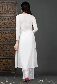 Side Dori White Soya Cotton Kurta image 5