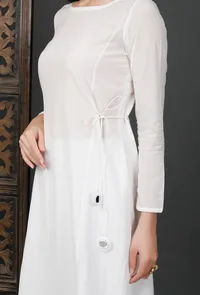 Side Dori White Soya Cotton Kurta image 6