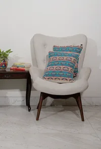 Set of 2: Aqua Blue Handcrafted Jacquard Cushion Covers image 1