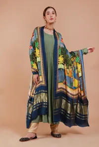 Blue Digital Print Modal Silk Dupatta image 1