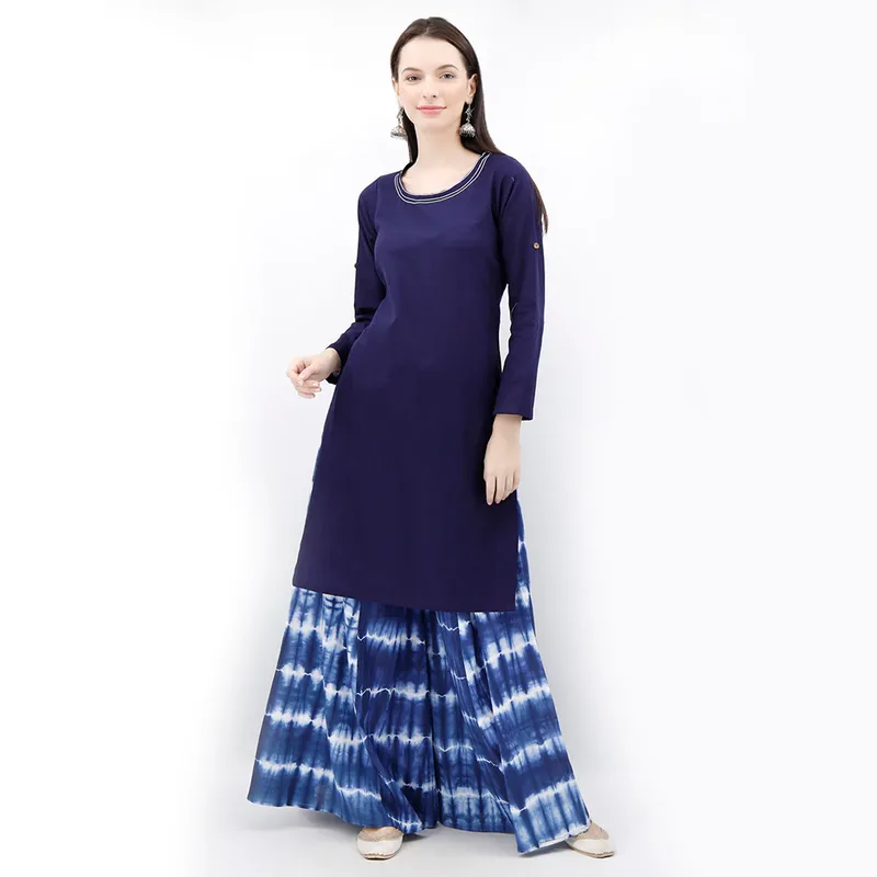 Cobalt Blue Cotton Slub Kurta