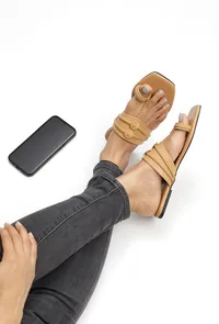 Golden Matt Cruelty Free Leather Inspired Kolhapuri image 2