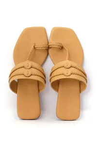 Golden Matt Cruelty Free Leather Inspired Kolhapuri image 3