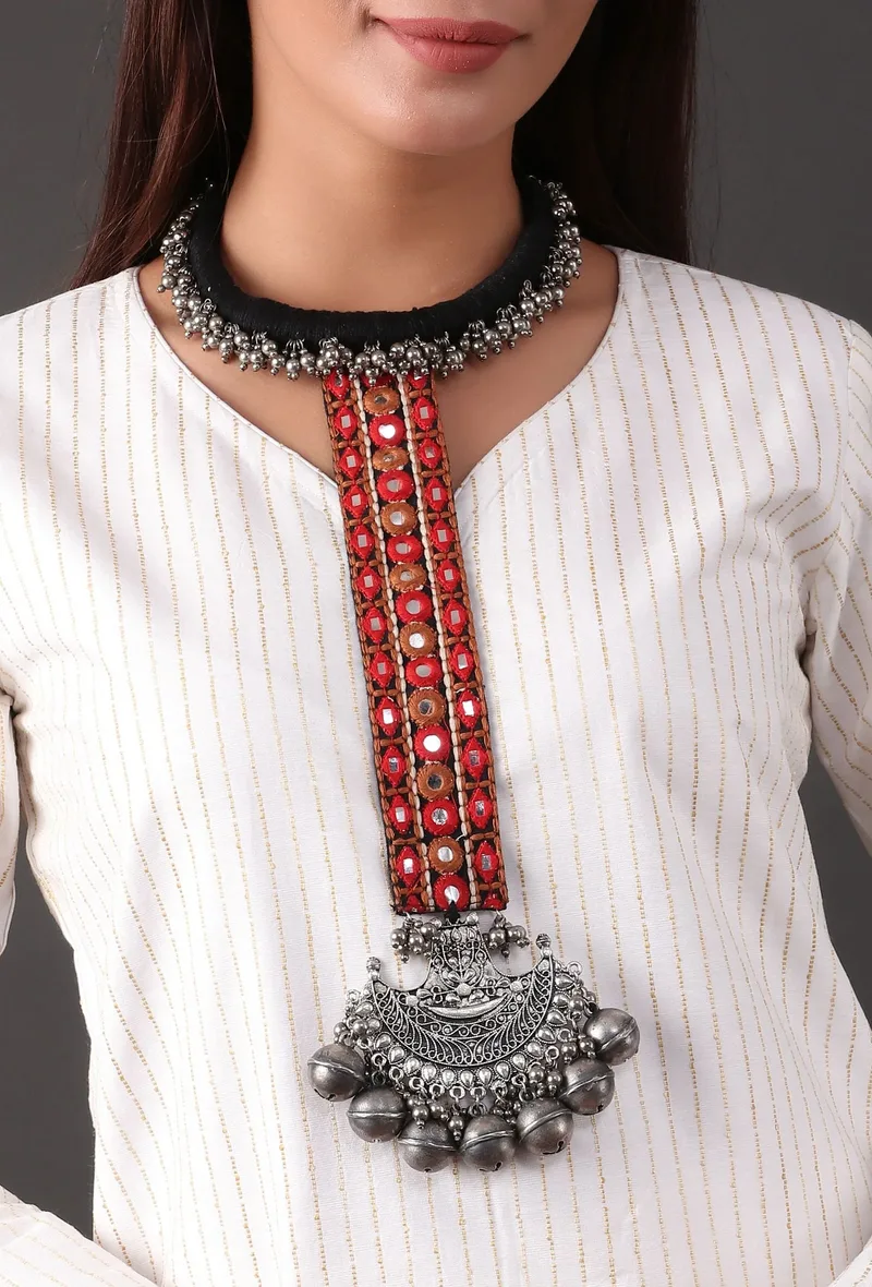 Black with Silver Beads Kutch Choker