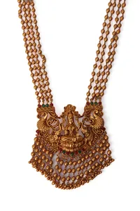 Amulyam Temple Heritage Kemp Necklace Set with Pearls image 3