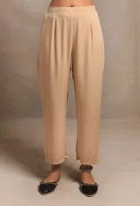 Ecru Straight Fit Narrow Pants image 1